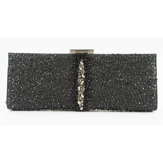 Salvatore Ferragamo Kameron Black Silver Framed Beaded Jewel Clutch Bag $2590