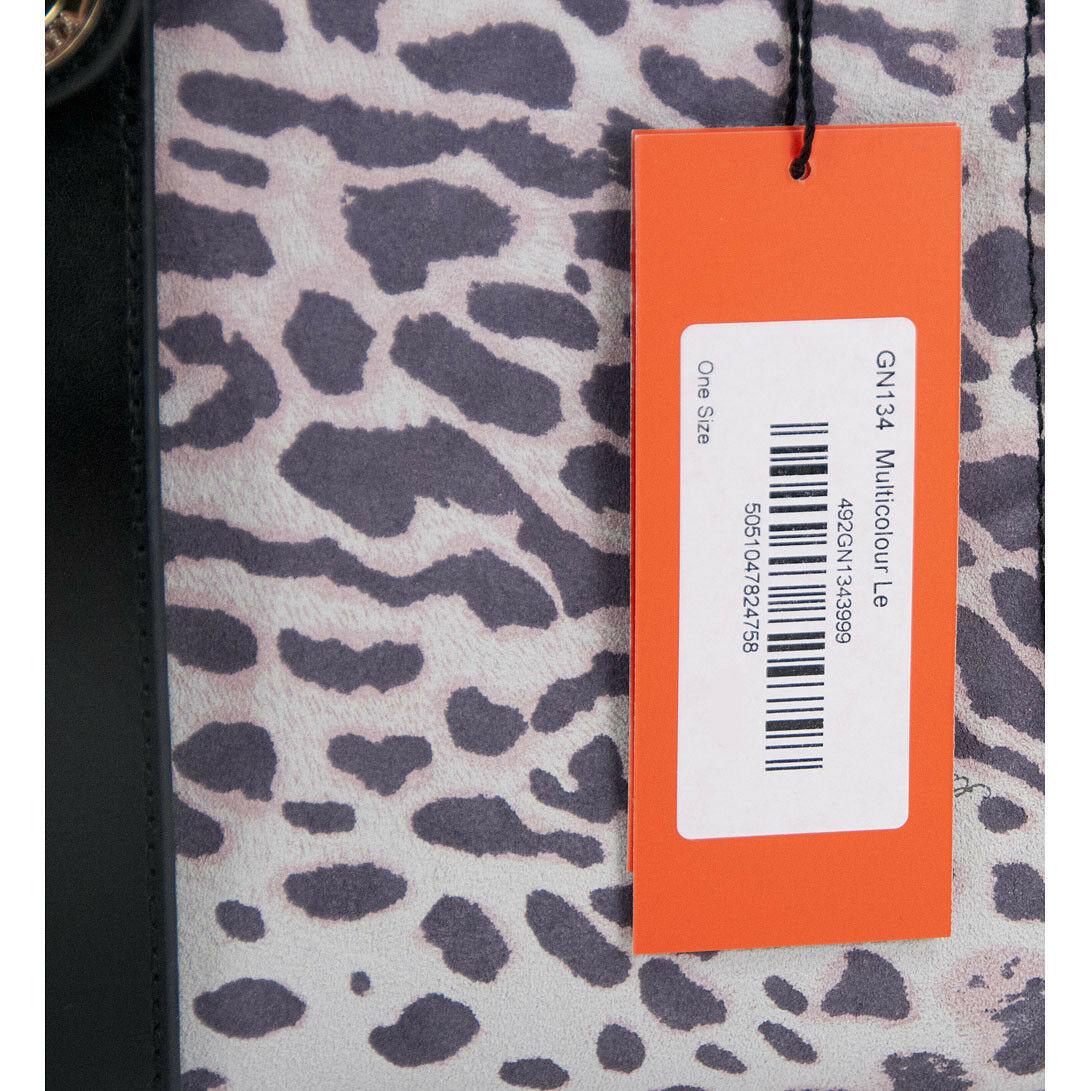 Karen Millen Purple Ivory Suede Leopard Black Leather Large Satchel NWT