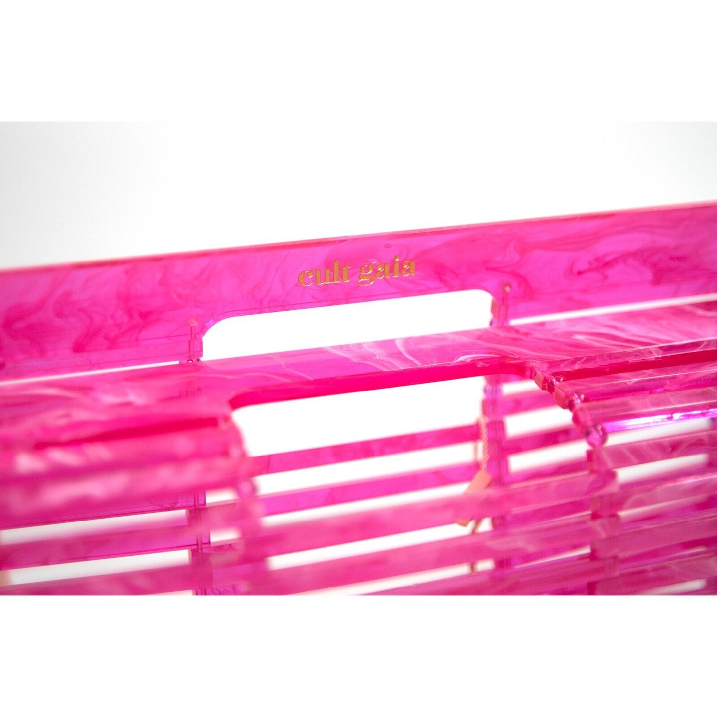 Cult Gaia Qajar Rose Pink Marble Acrylic Mini Ark Top Handle Bag NWT