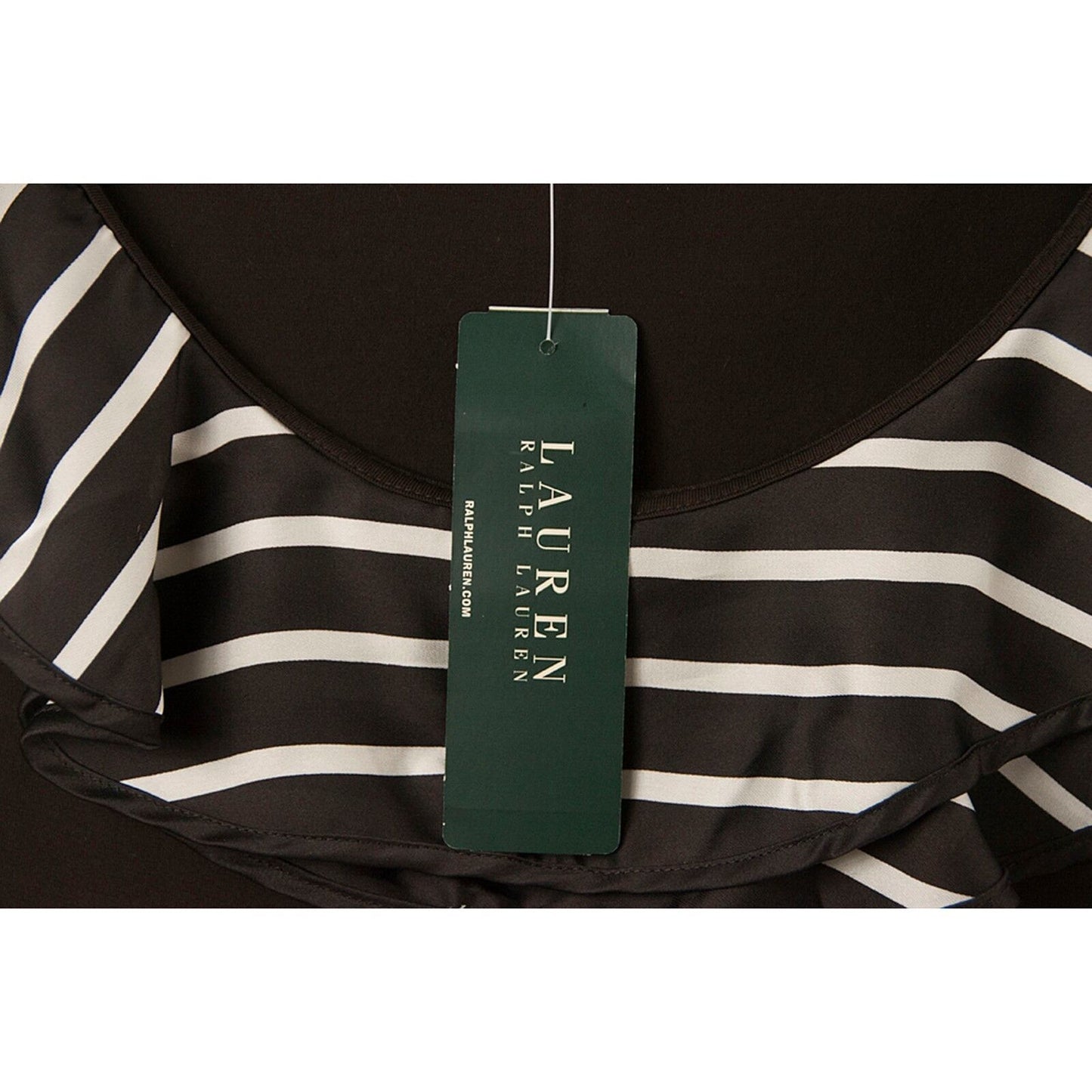 Ralph Lauren Brown Cream Stripe Ruffle Knit Top Blouse Shirt Size M NWT