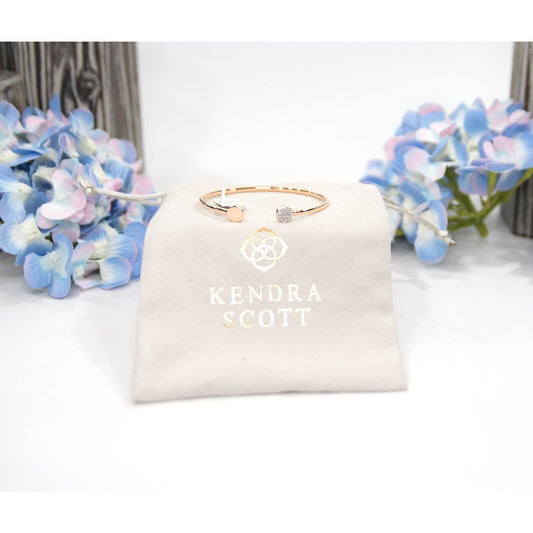 Kendra Scott Davis 18k Rose Gold Vermeil Diamond Open Cuff Bracelet NWT