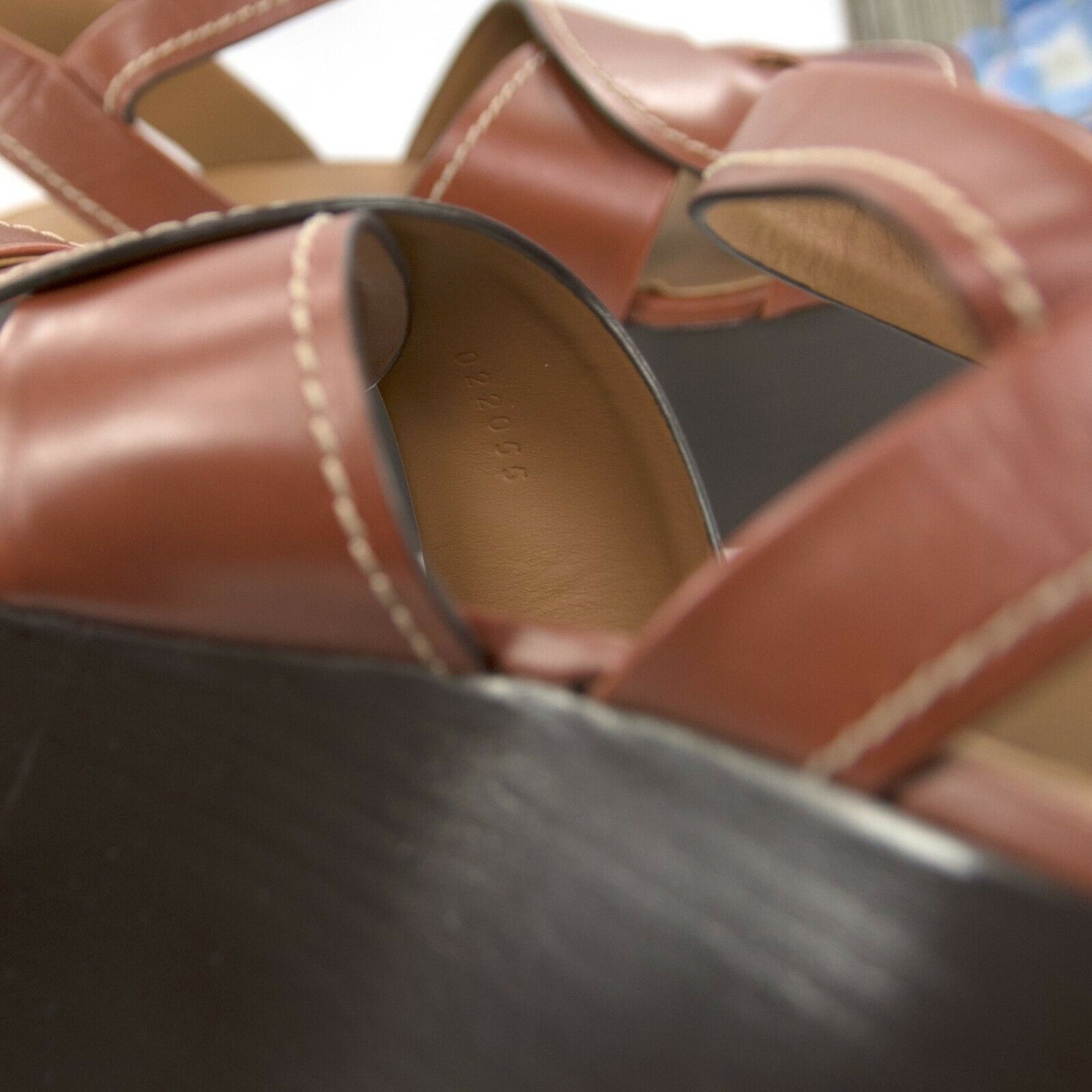 Chloe Sepia Brown Leather Twisted Flatform Sandal Heels 40 NIB