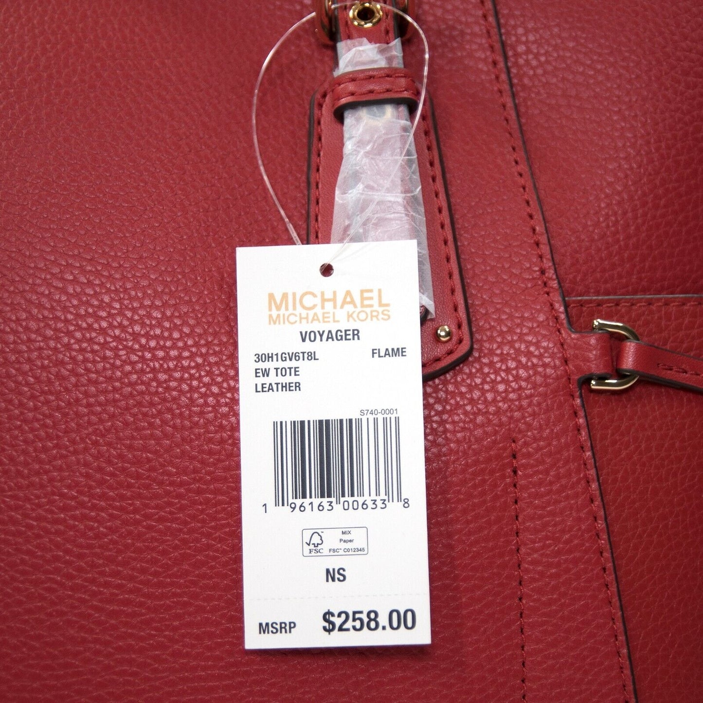 Michael Kors Flame Red Leather Voyager Medium Tote Bag NWT