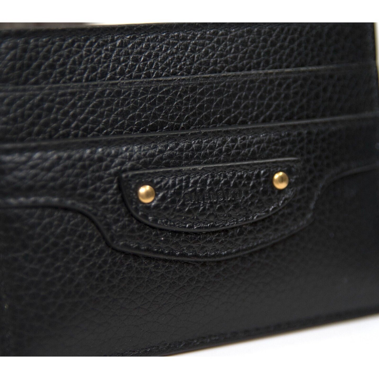 Balenciaga Black Leather Leather Logo City Card Case Mini Wallet NWT