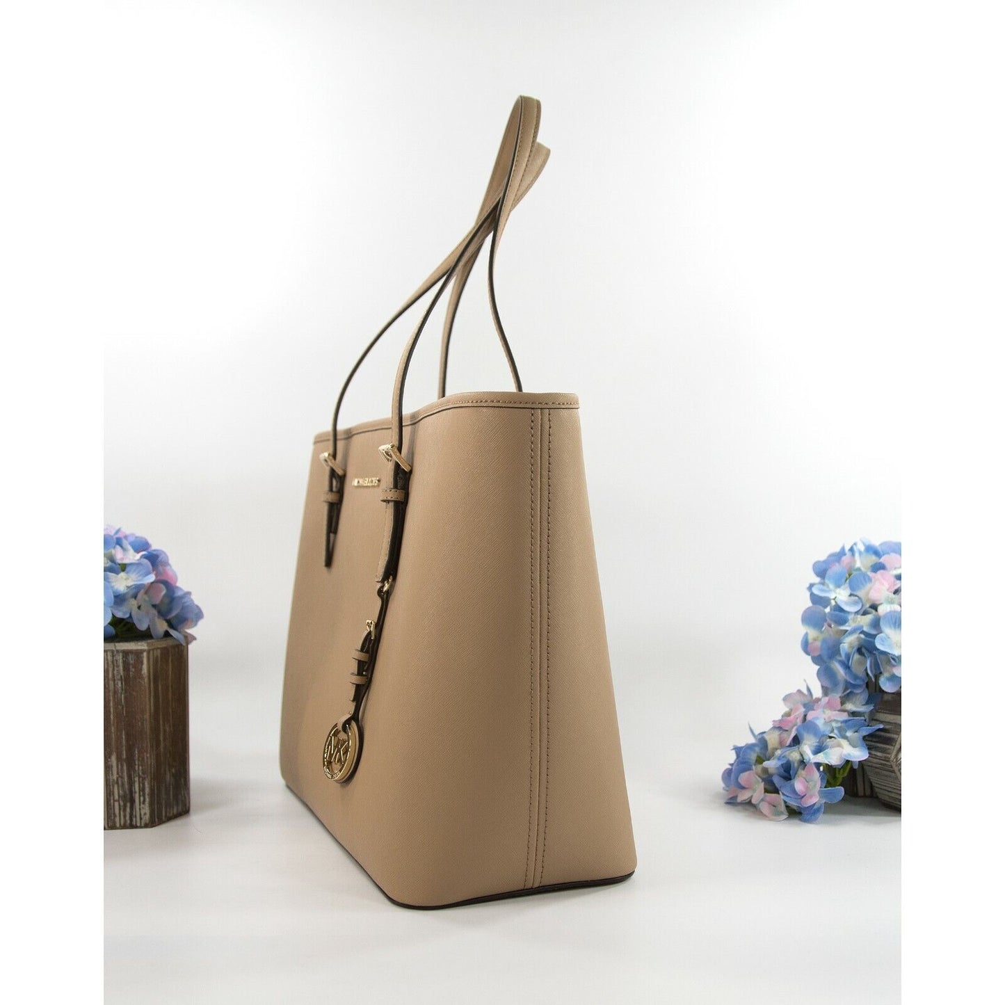 Michael Kors Camel Saffiano Leather Medium Multifunction Travel Tote Bag NWT