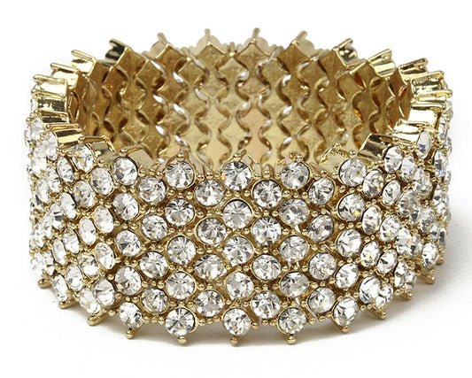 Amrita Singh Gold Tone Crystal Eve Stretch Bracelet BRC 53 NWT