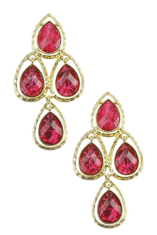 Amrita Singh Iridescent Ruby Resin Sagaponack Chandelier Earrings ERC 113 NWT