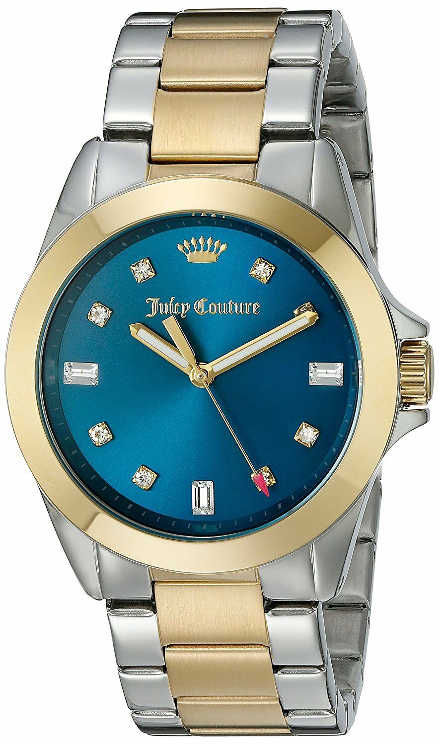 Juicy Couture Malibu Gold Silver Two Tone Teal Runway Bracelet Watch 1901283