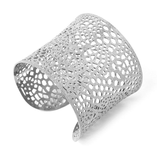 Amrita Singh Frosted Silver Open Filigree Wide Cuff Bracelet BRC 1720 NWT