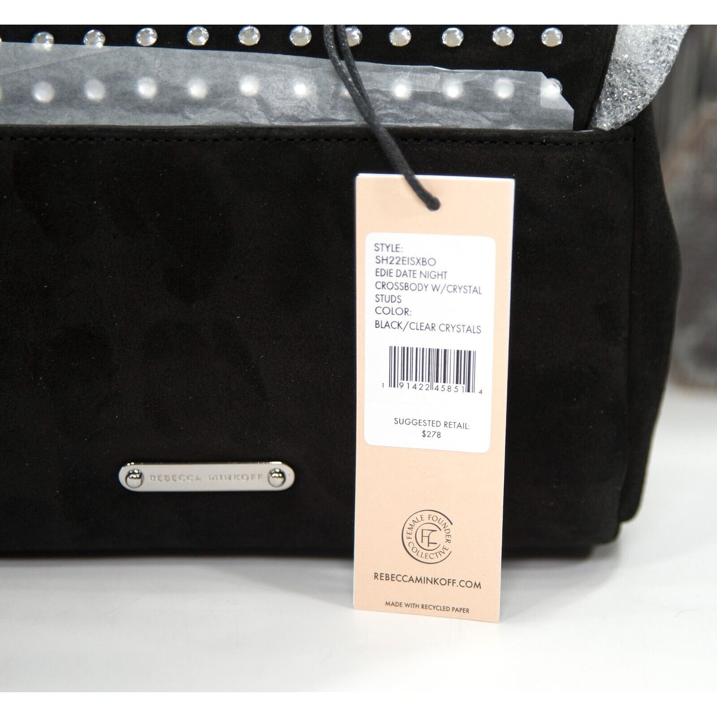 Rebecca Minkoff Edie Date Night Studded Black Suede Mini Bag NWT