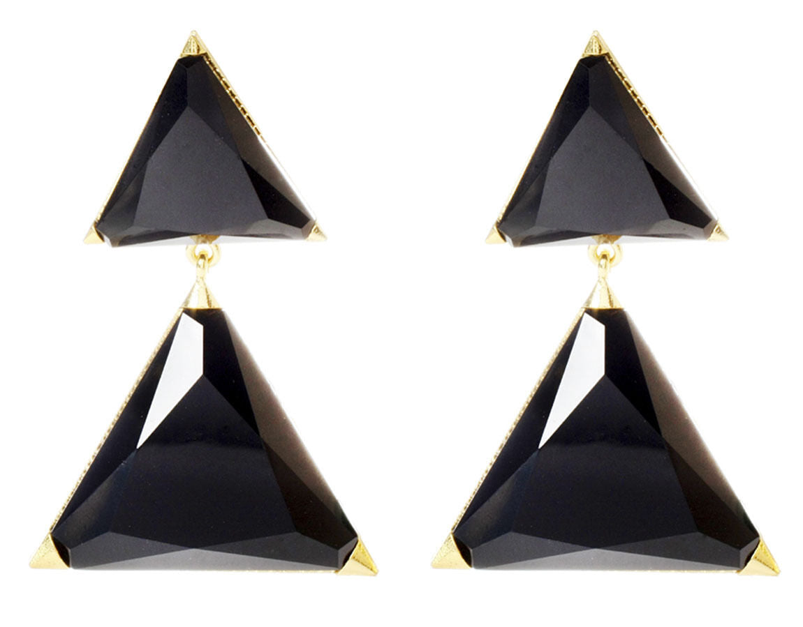 Amrita Singh Bermuda Black Resin Celebrity Large Triangle Earrings ERC 3028 NWT