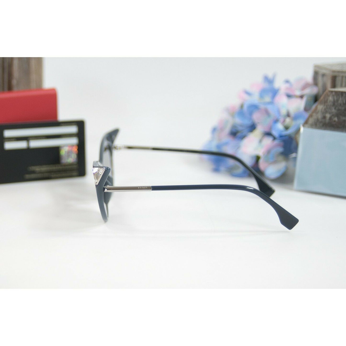Fendi FF0356S Crystal Grey Cat Eye Acrylic Sunglasses NWT Case
