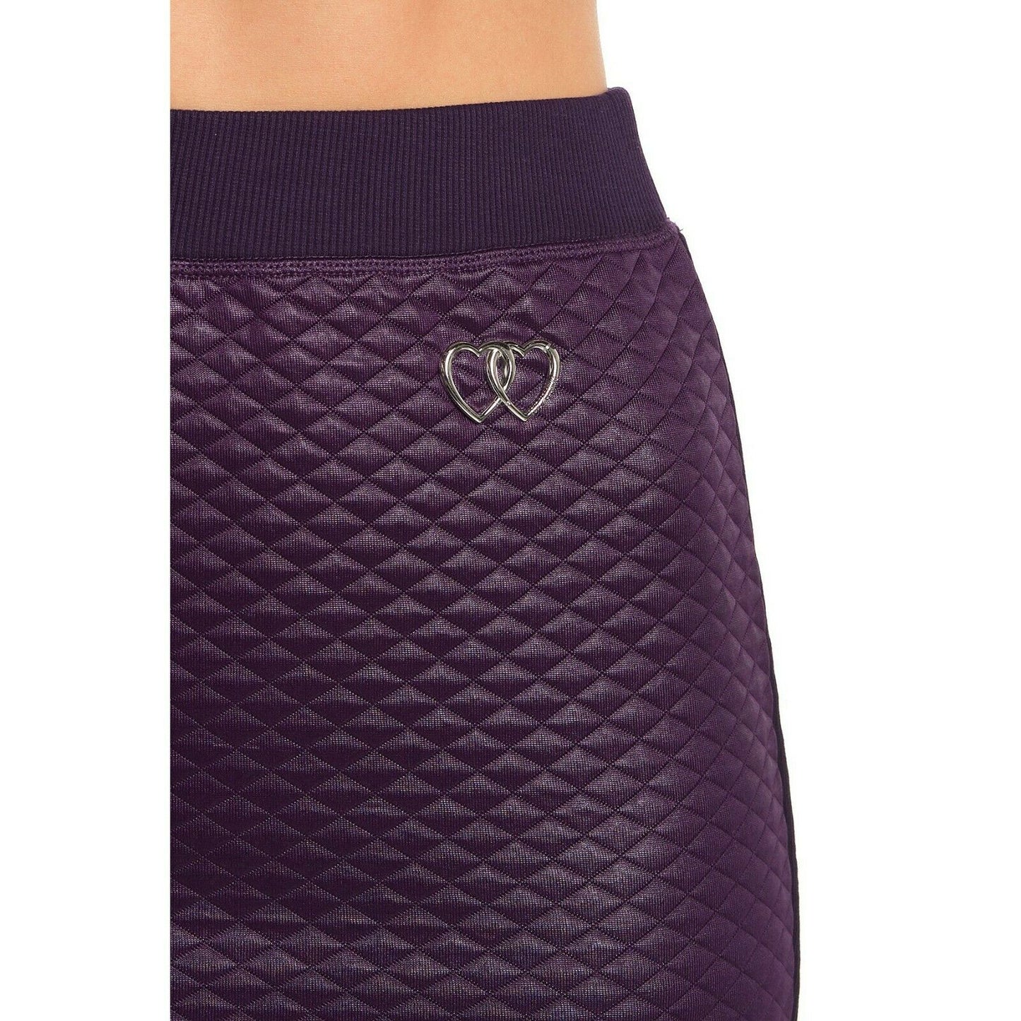 Moschino Love Violet Purple Quilted Satin Pencil Stretch Skirt 48 14 NWT $595