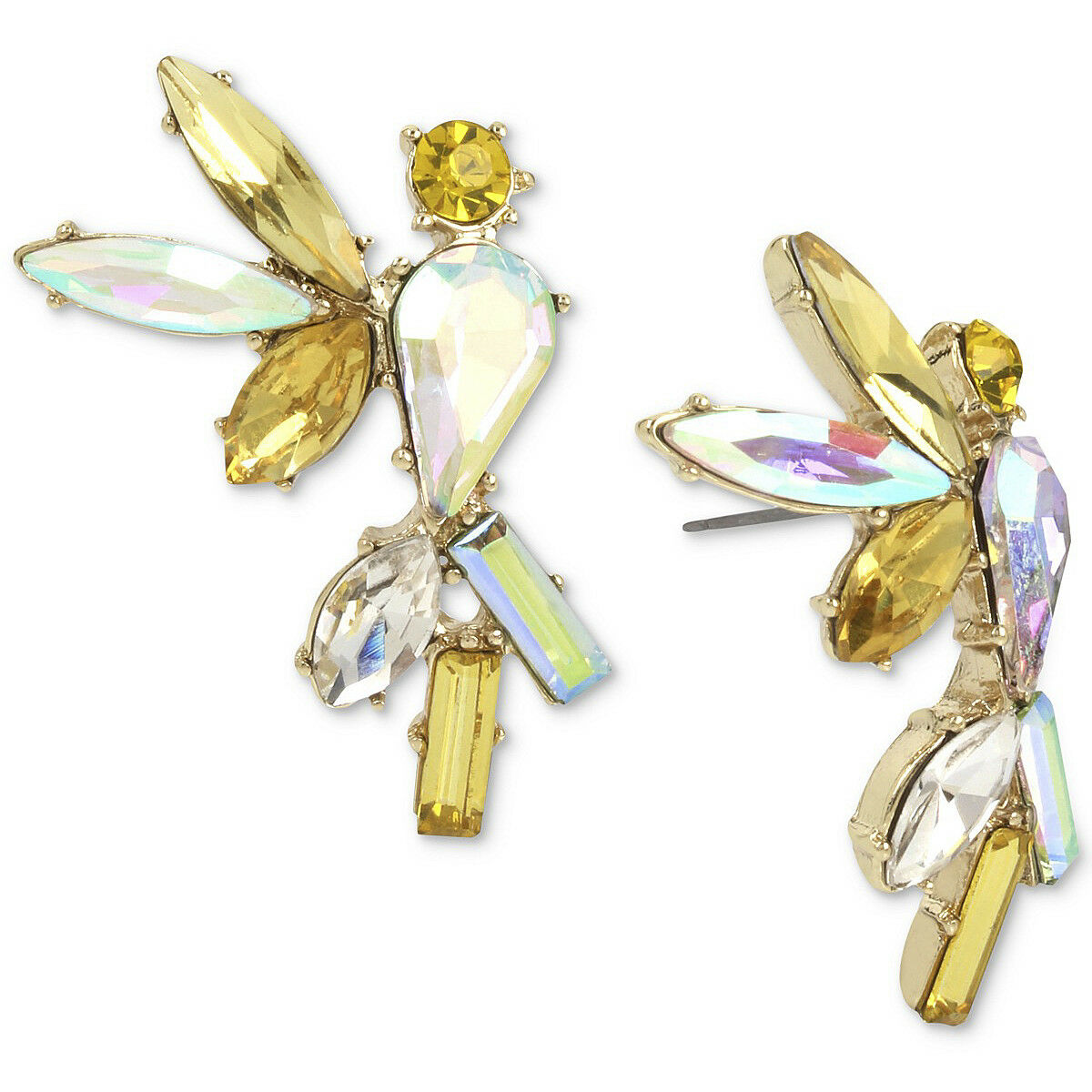Betsey Johnson Gold Crystal Cockatoo Large Womens Stud Earrings NWT