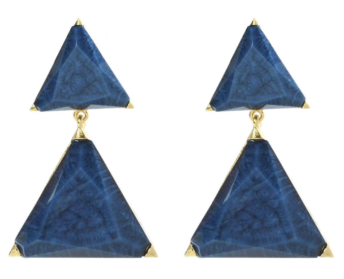 Amrita Singh Bermuda Lapis Resin LARGE Dangle Triangle Earrings ERC 3028 NWT