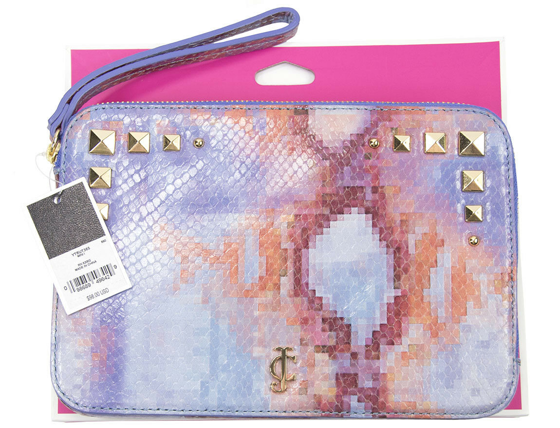 Juicy Couture Purple Pink Pixel Python Leather Zip Tablet iPad Case Sleeve