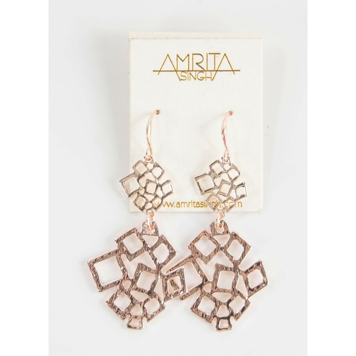 Amrita Singh Rose Gold Gramercy Geometric Drop Dangle Earrings ERC 256 NWT