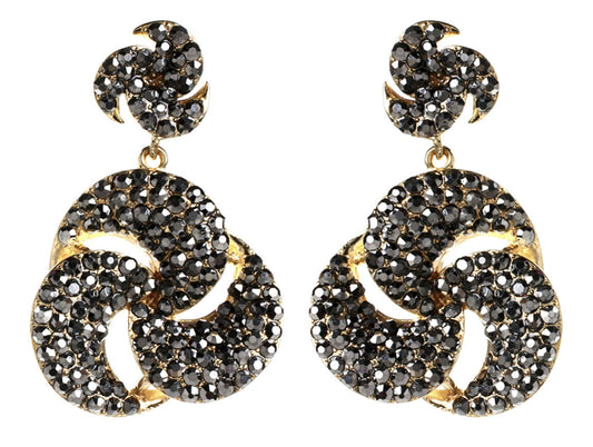 Amrita Singh Gold Tone Gunmetal Crystal Per Se Dangle Earrings ERC 4072 NWT