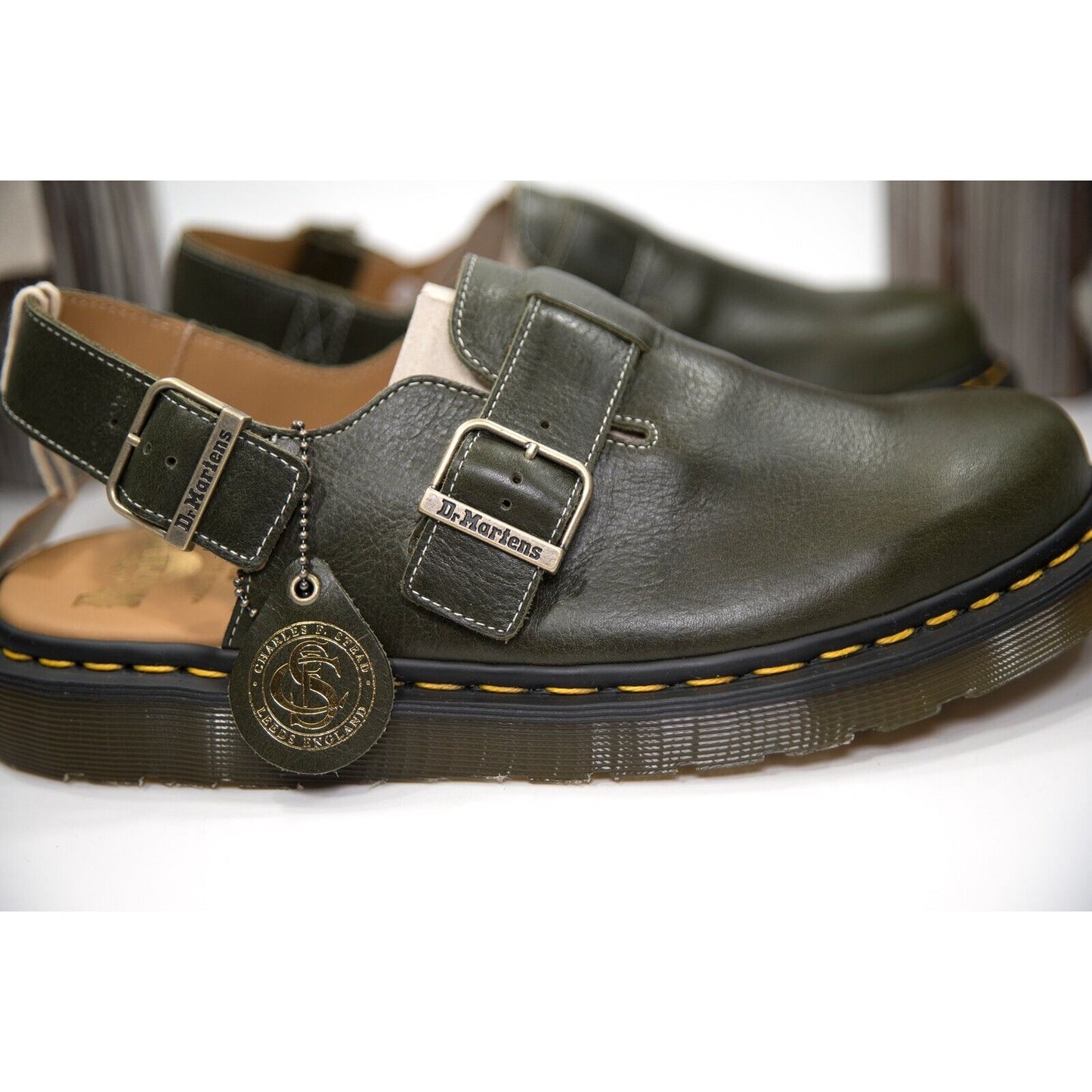 Dr. Martens Made In England Jorge Dark Green Leather Mules Sandals Mens 45 NIB