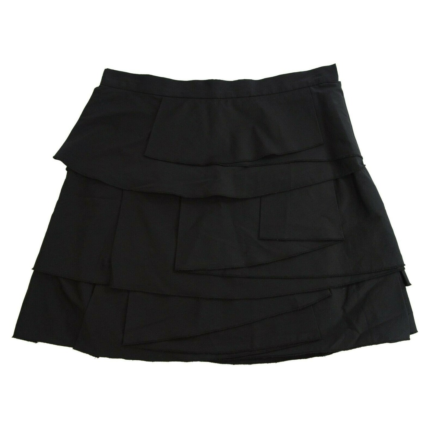 BCBGMaxAzria black Cotton Blend Layered A-Line Mini Skirt Size 0