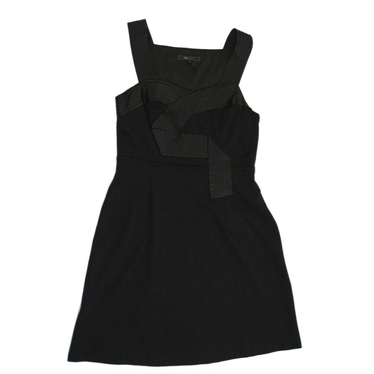 BCBGMaxAzria Black Corset Bodycon Satin Knit Sleeveless Dress 12 GUC