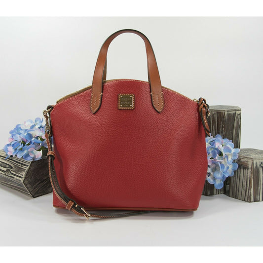 Dooney & Bourke Red Pebbled Leather Large Satchel Bag NWT