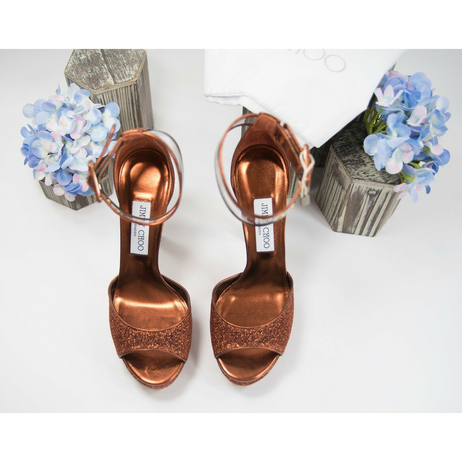 Copper 20 cm FLAMINGO-810LG glitter platform high heels shoes
