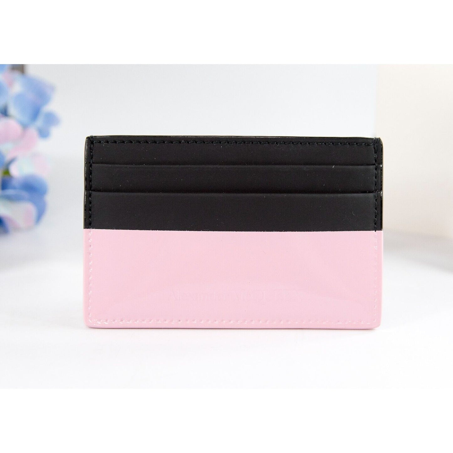 Alexander McQueen Black Ice Pink Leather Card Case Holder NWT