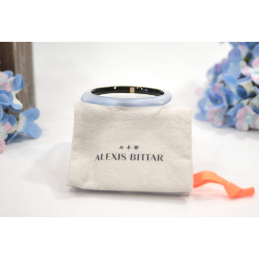 Alexis Bittar Steel Blue Lucite Soft Square Skinny Bangle Bracelet NWT