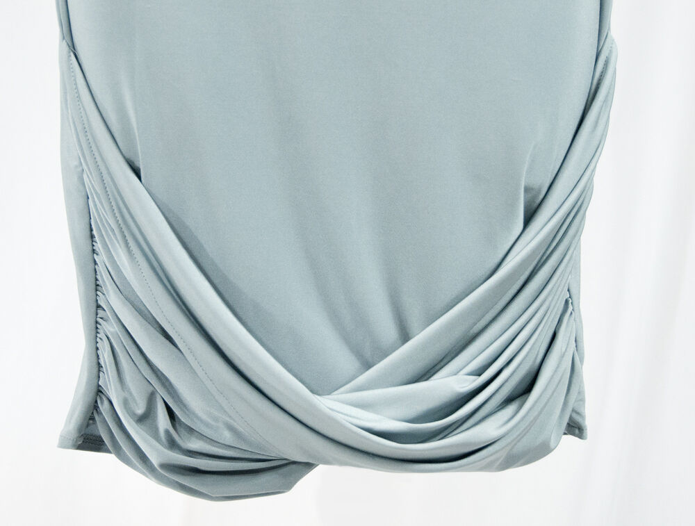 Josh Brody Mint Blue Silky Sexy Twist Bodycon Knit Stretch Dress $238 Size M NWT