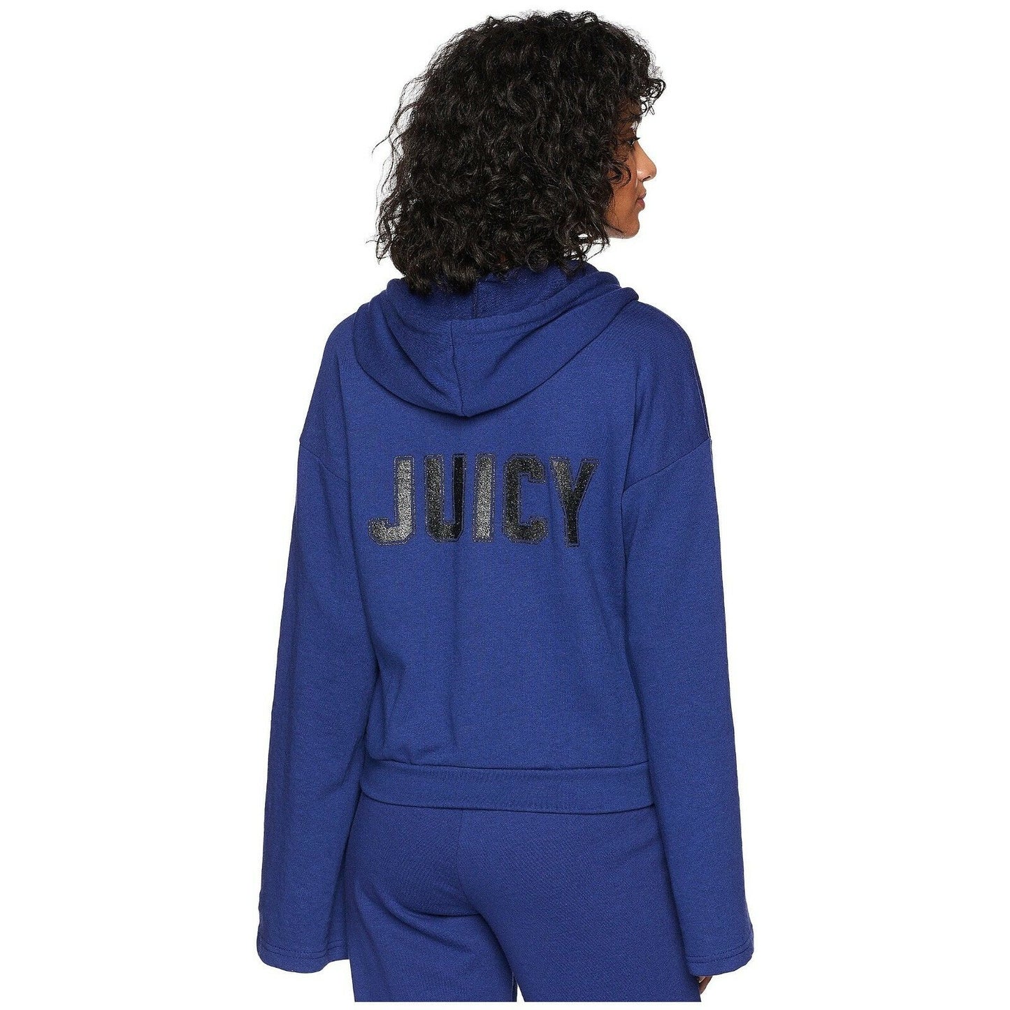 Juicy Couture Twilight Glitter French Terry Pullover Wide Sleeve Hoodie L NWT