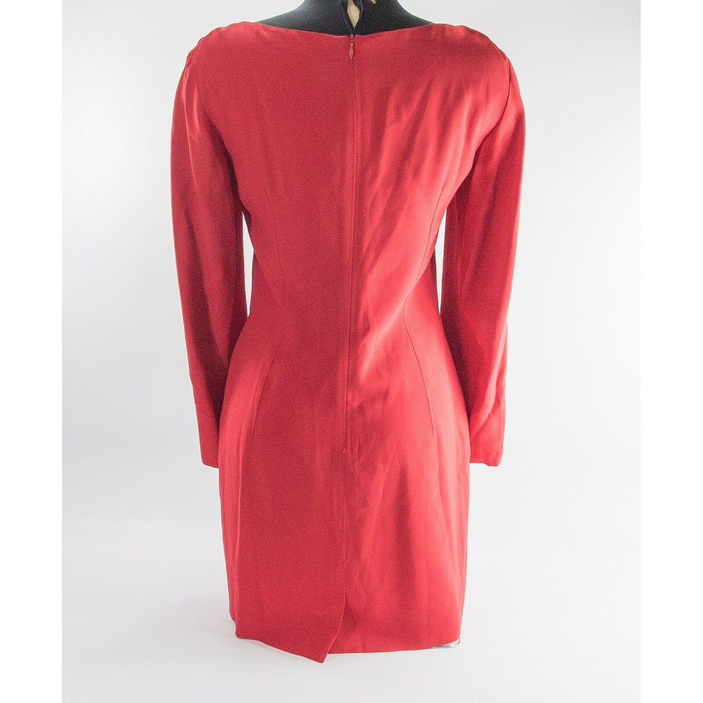 Fendi Vintage Red Fitted Velvet Scroll Work Mini Sheath Bodycon Dress 6 8
