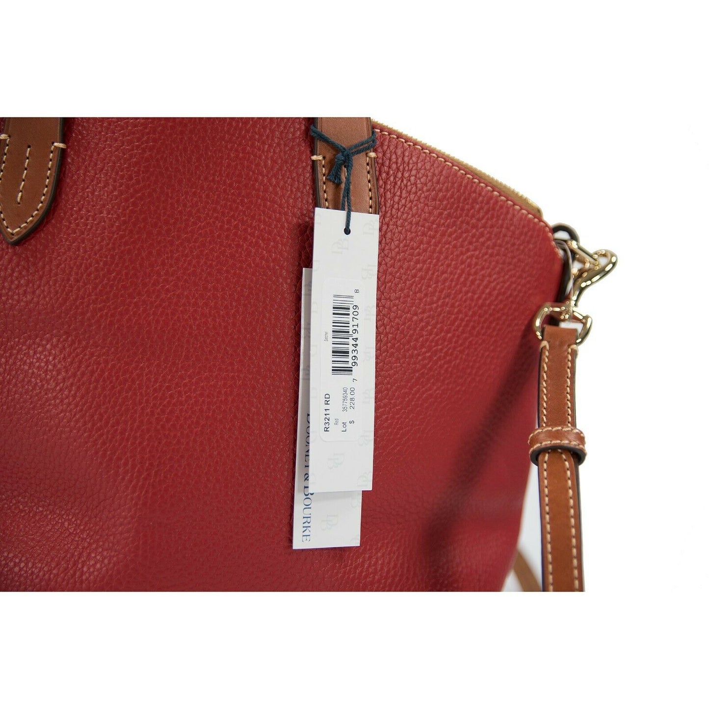 Dooney & Bourke Red Pebbled Leather Large Satchel Bag NWT