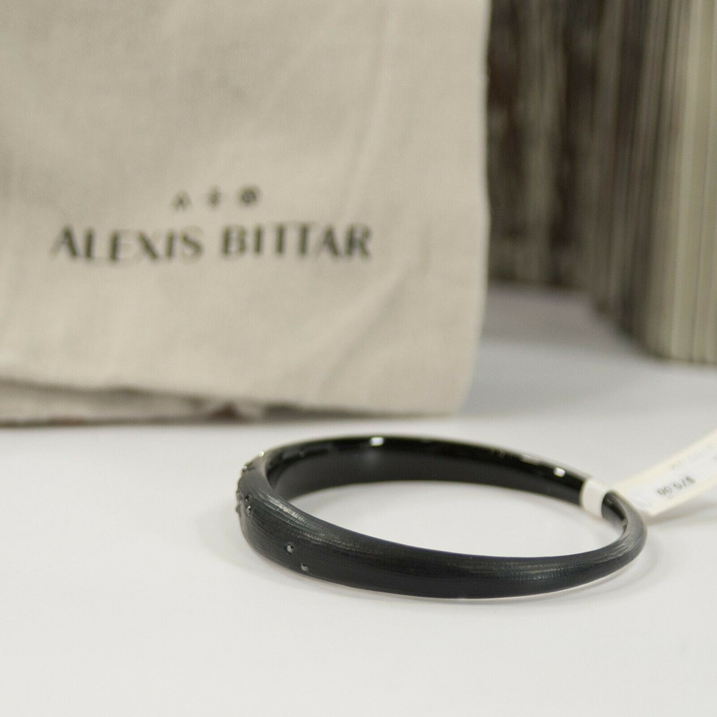 Alexis Bittar Black Lucite Noir Dust Crystal Bangle Bracelet NWT