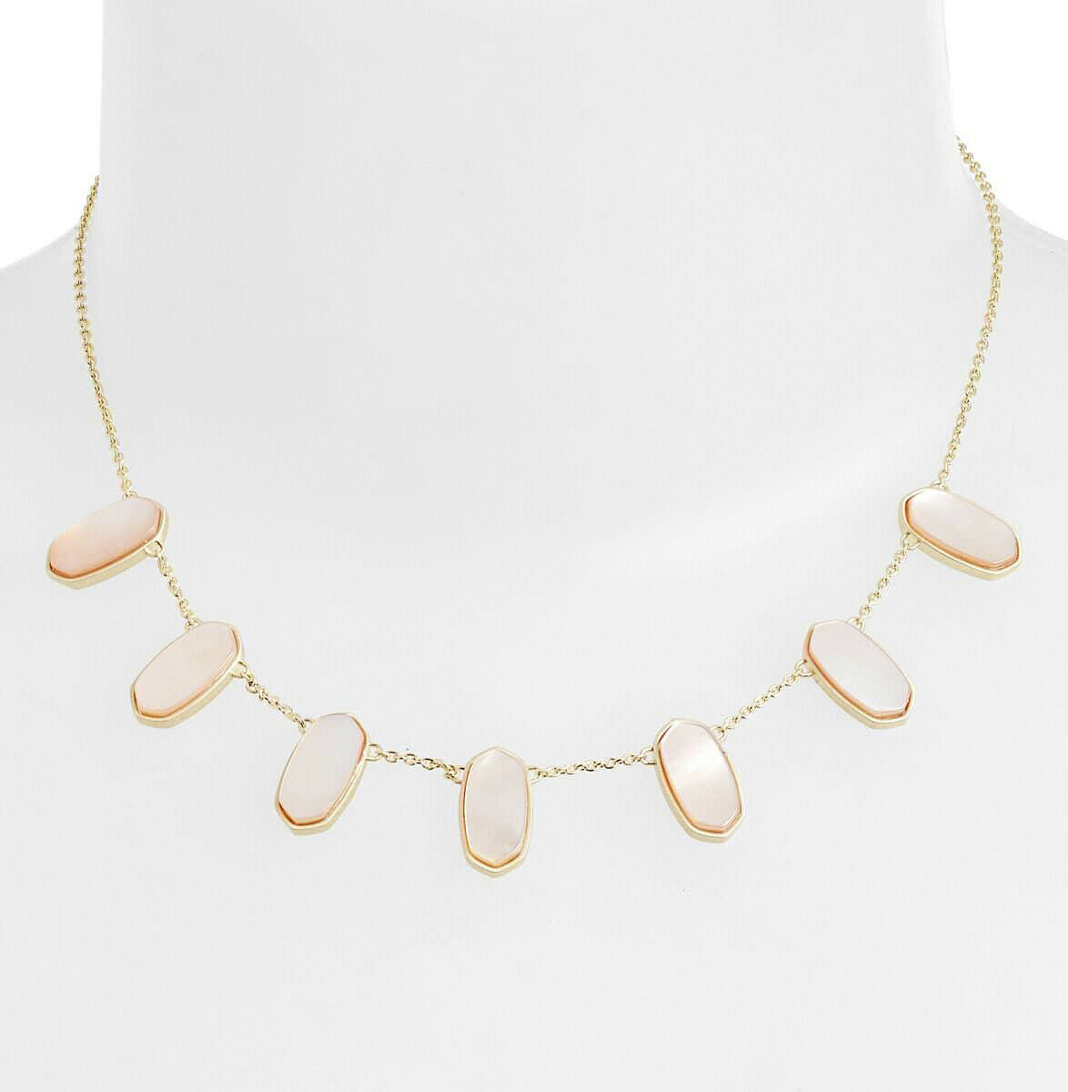 Kendra Scott Meadow Peach Mother of Pearl Station Necklace NWT