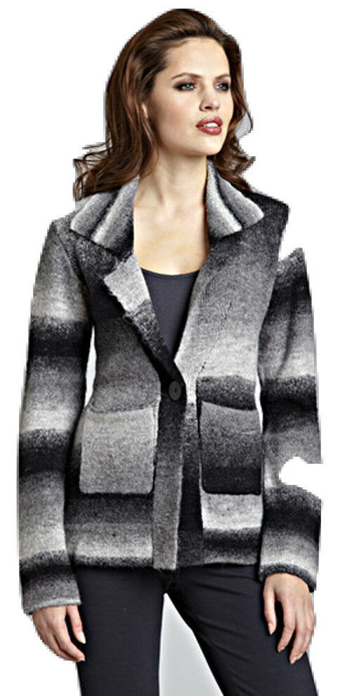 My Tribe Black Grey Ombre Dip Dye Wool Blend Peplum Cardigan Sweater S NWT
