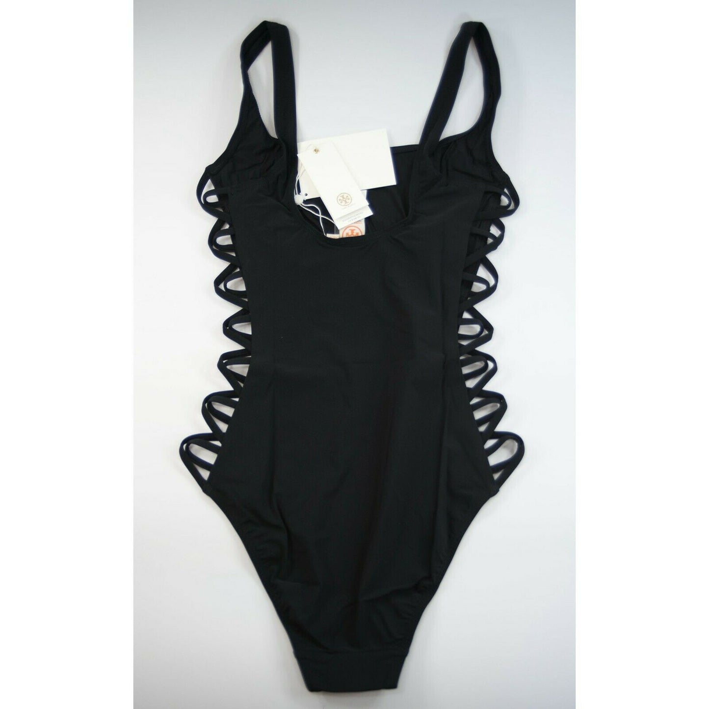 Tory Burch Black Lace-Up Tank One Piece Swimsuit XS NWT