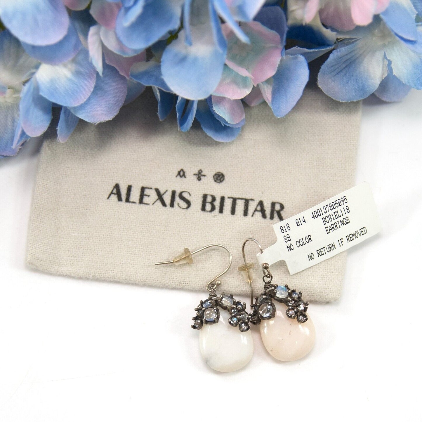 Alexis Bittar Antique Moonstone Crystal Tear Drop Earrings NWT