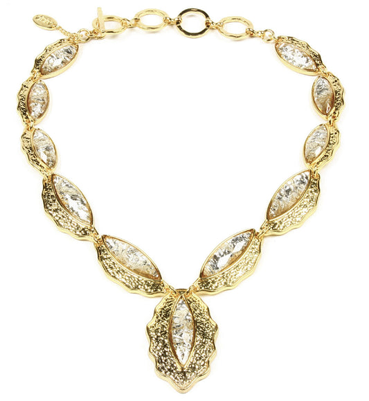 Amrita Singh Camella Shells Iridescent Champagne Necklace NKC 3005 NWT