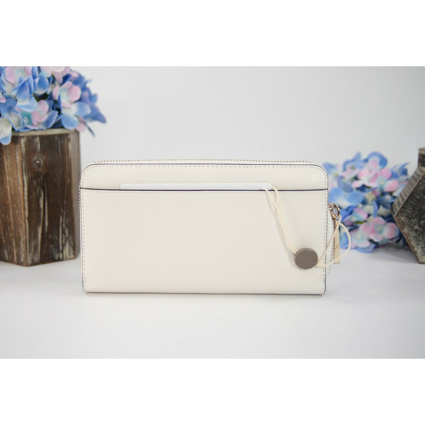 Kate Spade Ivory Leather Spencer Clover Butterfly Zip Around Lacey Wallet NWOT