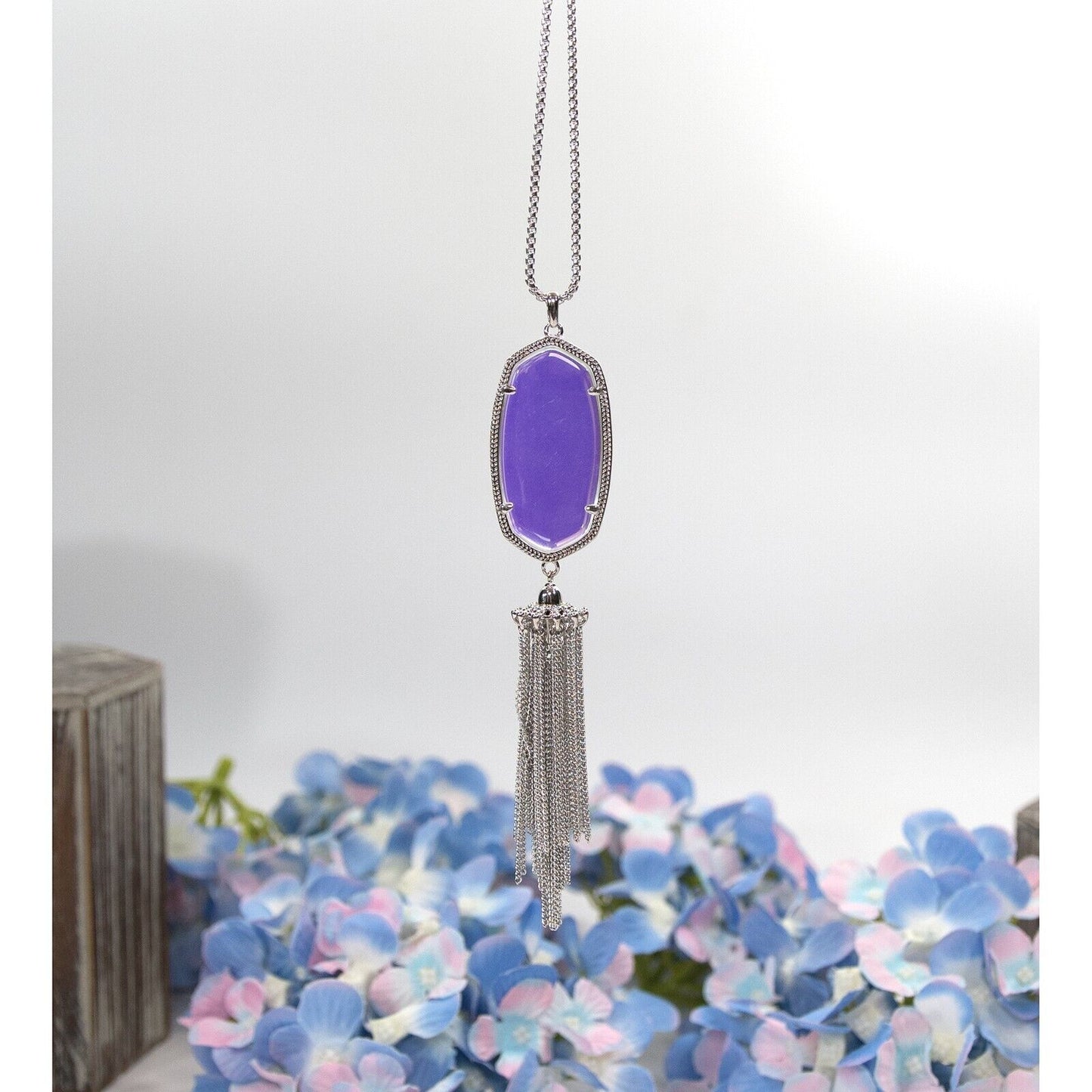 Kendra Scott Rayne Iridescent Glass Long Pendant Necklace NWT