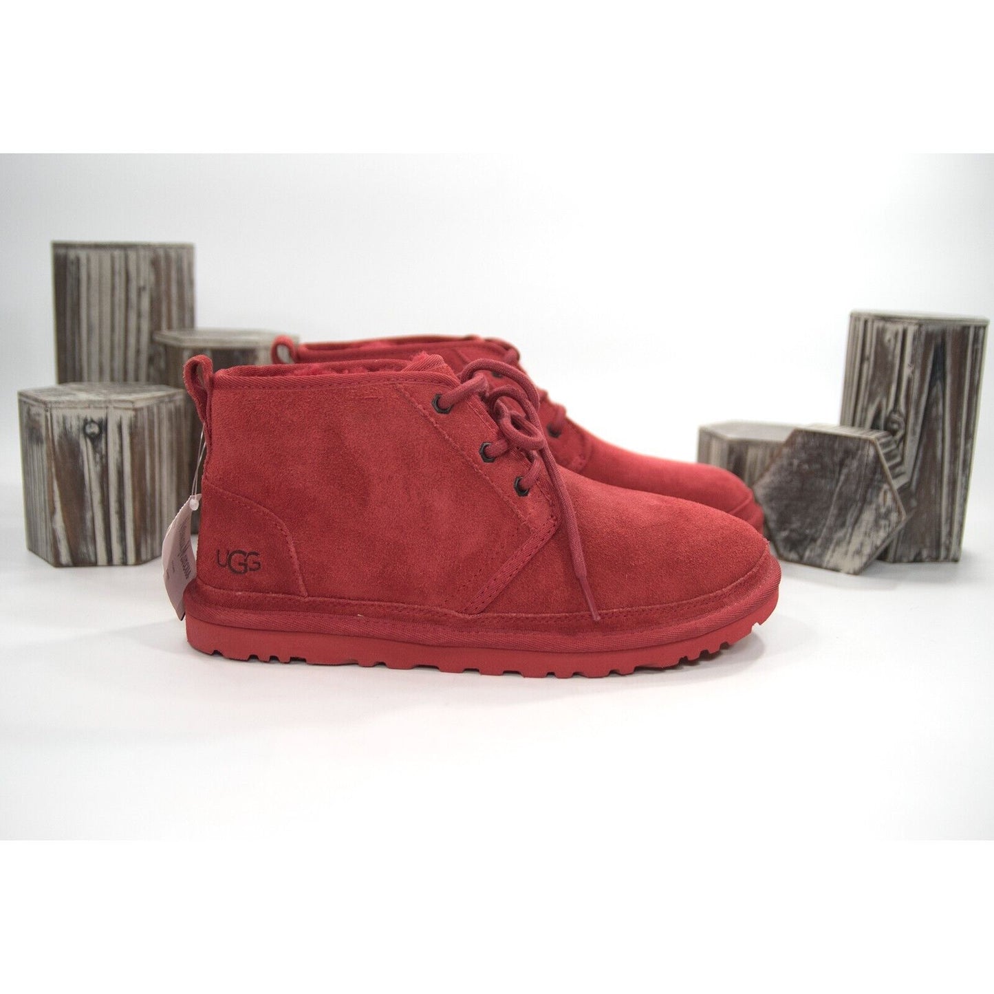 UGG Neumel Red Sheepskin Suede Boots Booties Mens 9 NIB