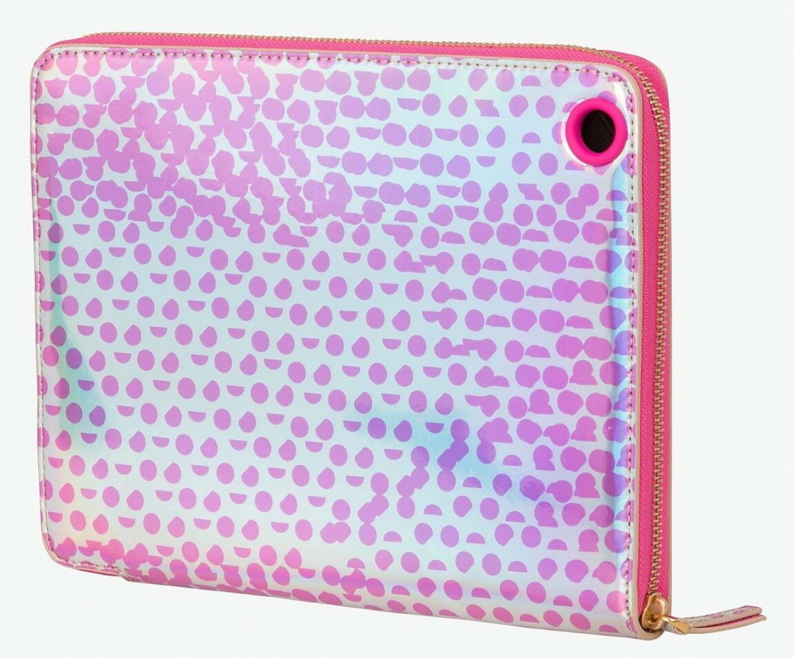 Marc Jacobs Techno Lynne Print Rose Gold Hologram iPad Folio Tablet Case NWT