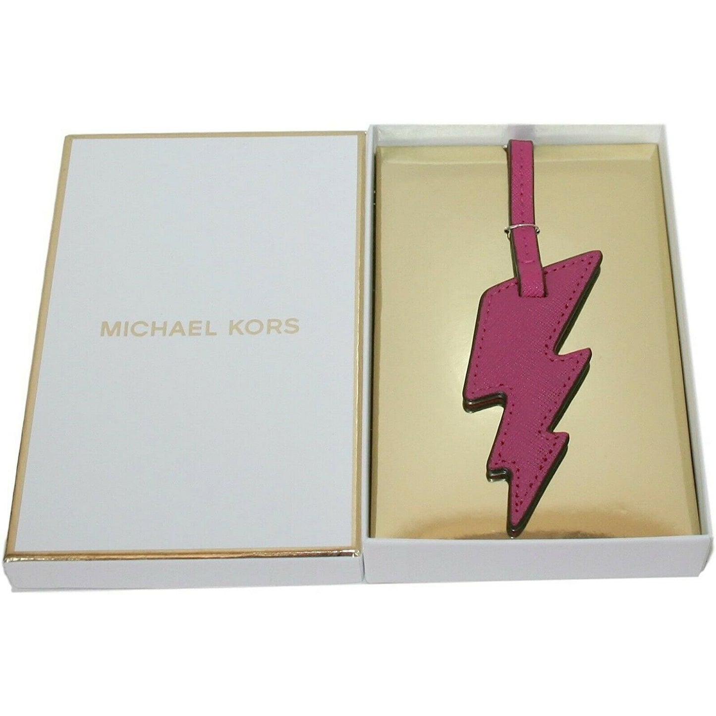 Michael Kors Tulip Leather Lightning Bolt Large Bag Charm Key Chain Boxed NWT