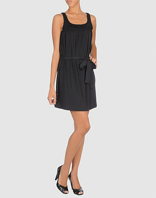 Ali Ro Black Floral Crochet Bodice Sleeveless Rayon Knit Summer Sun Dress 8 NWT