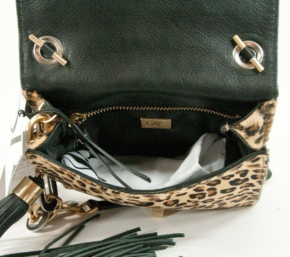 Diane Von Furstenberg Harper Bon Bon Leopard Pony Hair Leather Bag NWT $695