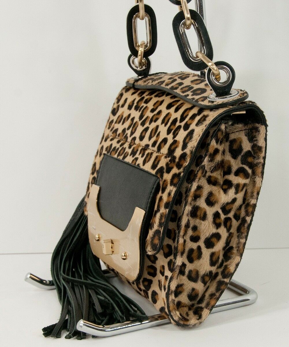 Diane Von Furstenberg Harper Bon Bon Leopard Pony Hair Leather Bag NWT $695